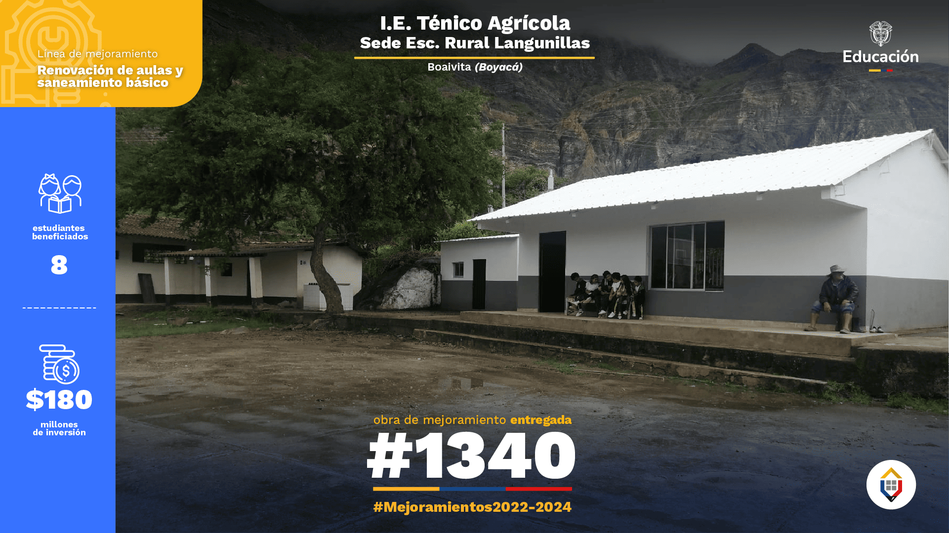 Obra de mejoramiento de espacios escolares entregada por el Fondo de Financiamiento de la Infraestructura Educativa (FFIE).